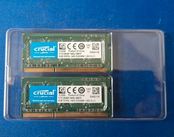 Crucial 8GB (2x4GB) DDR3L-1600 SODIMM Laptop / NUC / Mini PC beschikbaar voor biedingen