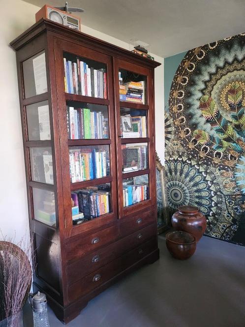 Prachtige teakhouten boeken/vitrinekast, Huis en Inrichting, Kasten | Vitrinekasten, Zo goed als nieuw, 150 tot 200 cm, 100 tot 150 cm