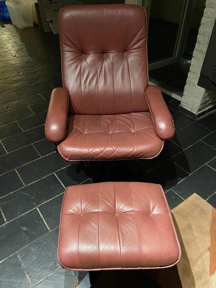 leren fauteuils 2x, Huis en Inrichting, Fauteuils, Gebruikt, Hout, Leer, 50 tot 75 cm, 75 tot 100 cm, Ophalen