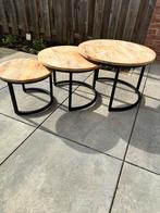 3 salontafeltjes set! Mango hout, Huis en Inrichting, Ophalen, 50 tot 100 cm, Rond, Zo goed als nieuw