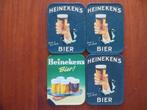 4 Heineken onderzetters, Verzamelen, Biermerken, Ophalen of Verzenden, Zo goed als nieuw, Viltje(s), Heineken