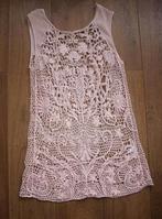 Lichtroze Gehaakte Tuniek - Jurkje (M), Maat 38/40 (M), Ophalen of Verzenden, Roze, Gedragen