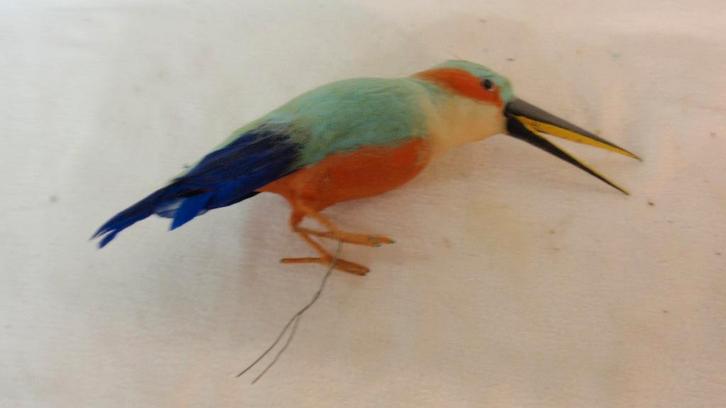 Oude kerstbal oude cotton bird ijsvogel groot model, Diversen, Kerst, Gebruikt, Ophalen of Verzenden