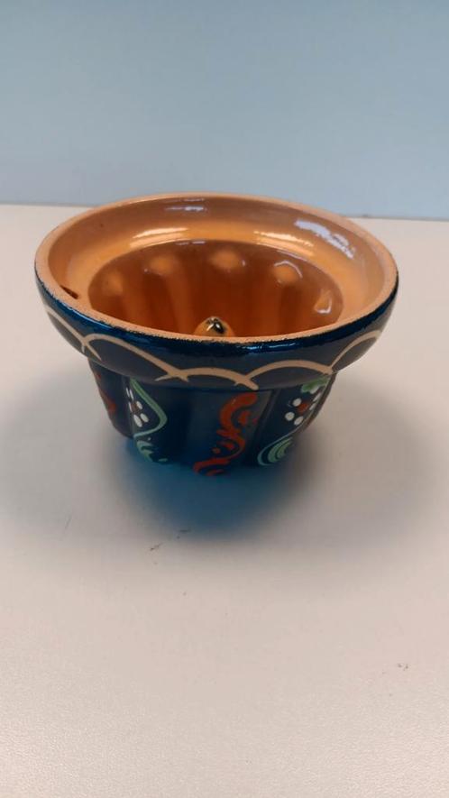 Vintage keramische pudding vorm, handgeschilderd, blauw, Antiek en Kunst, Antiek | Keukenbenodigdheden, Ophalen of Verzenden