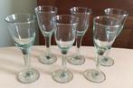 Gerecycled groen glas, 6 glaasjes op voet, 75 ml, 15 cm, Huis en Inrichting, Keuken | Servies, Glas of Glazen, Gebruikt, Ophalen of Verzenden