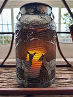 Sfeervol metalen windlicht met winterse afbeelding, Huis en Inrichting, Woonaccessoires | Kandelaars en Kaarsen, Ophalen, 25 tot 50 cm