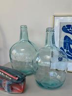 Antieke vintage oude gistflessen blauw glaswerk, Ophalen of Verzenden