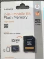 2-Power High Speed Micro SD kaart + SD adapter 32 GB class10, Audio, Tv en Foto, Fotografie | Geheugenkaarten, Nieuw, MicroSDHC