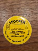 1269 Vintage Poortje Lunchroom Reclame Sticker, Ophalen of Verzenden, Gebruikt