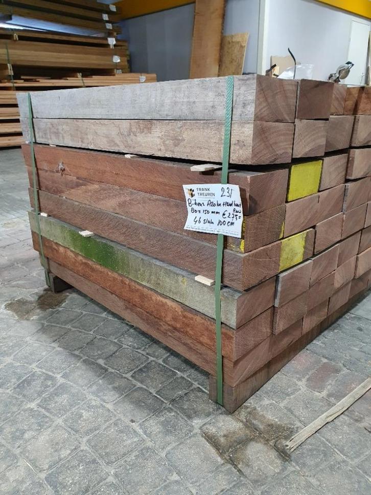 Pak 231 B-Keus Azobe hardhout 80mm x 150mm, Tuin en Terras, Palen, Balken en Planken, Nieuw, Balken, Minder dan 180 cm, Hardhout