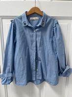 Zara kids blouse blauw wit gestreept met borduursel maat 140, Ophalen of Verzenden, Zo goed als nieuw, Meisje, Overhemd of Blouse