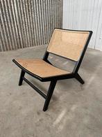 Webbing zwart houten lounge stoel Deens cane chair design, Ophalen of Verzenden, Zo goed als nieuw, Zwart