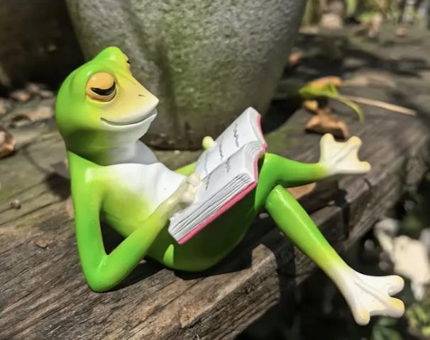 Beeldje Kikker lezend