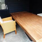 Eettafel met 4 stoelen, riet, merk Jan des Bouvrie, Huis en Inrichting, Ophalen