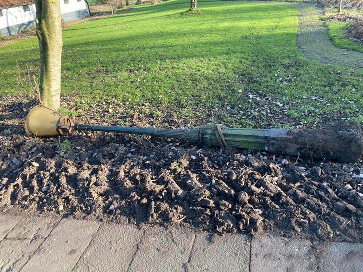 Antieke straatlantaarn lantaren antiekgroen, Tuin en Terras, Buitenverlichting, Gebruikt, Staande lamp, IJzer, 50 tot 250 watt