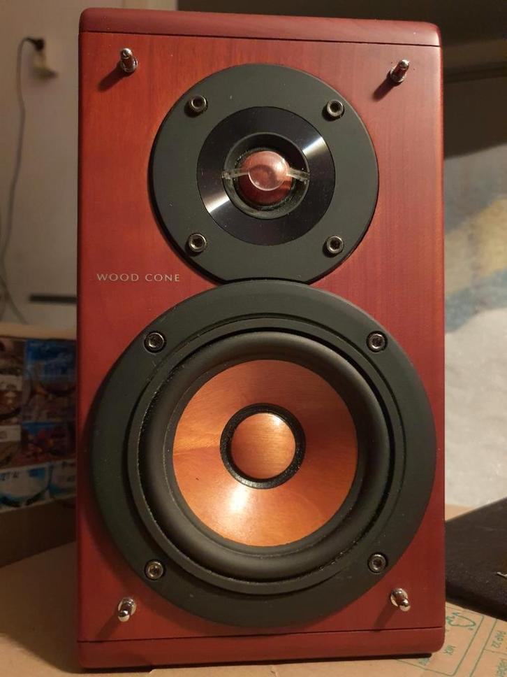 JVC Victor Wood cone speakers, uniek!, Audio, Tv en Foto, Luidsprekers, Zo goed als nieuw, Front, Rear of Stereo speakers, Minder dan 60 watt