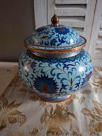 Cloisonné Chinese oude gemberpot, Turquoise dekselpot, Antiek en Kunst, Ophalen of Verzenden
