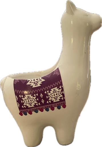 Mooi gestyleerde witte bloempot met dessin. Lama. Zgan. beschikbaar voor biedingen