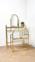 Vintage messing hollywood regency kaptafel brass met stoel, Ophalen, Zo goed als nieuw