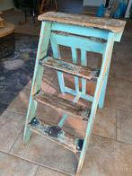 Vintage lichtblauw trapje - decoratief inklapbaar, Ophalen, Gebruikt, Hout, Overige typen