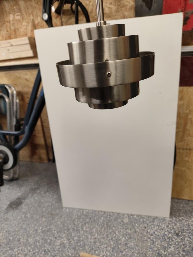 Vintage Deense 60's/70's hanglamp rvs, Ophalen of Verzenden, Gebruikt, Minder dan 50 cm