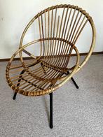 Vintage rotan stoeltje jaren 70, Huis en Inrichting, Stoelen, Ophalen, Gebruikt, Bruin, Riet of Rotan