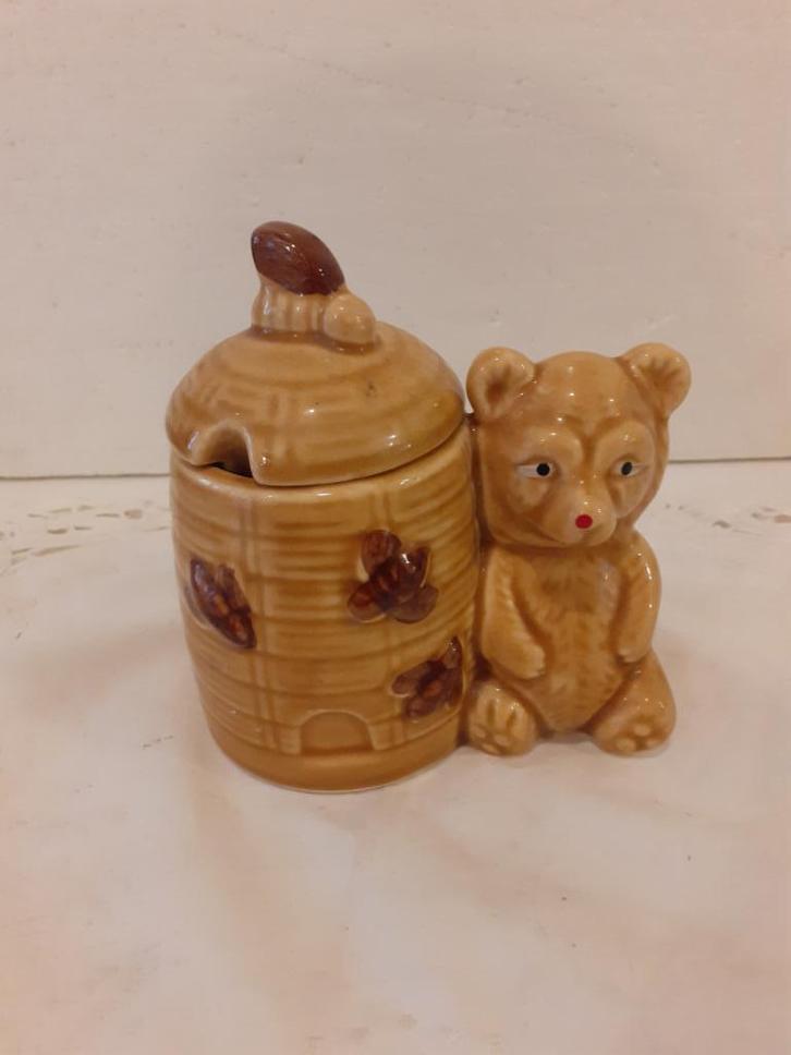Mooi aardewerk honingpotje met bijtjes en een beertje, Antiek en Kunst, Antiek | Servies los, Ophalen of Verzenden