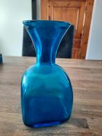 Kobaltblauwe glazen  karaf vaas van Blenko ?   21 cm hoog, Ophalen of Verzenden