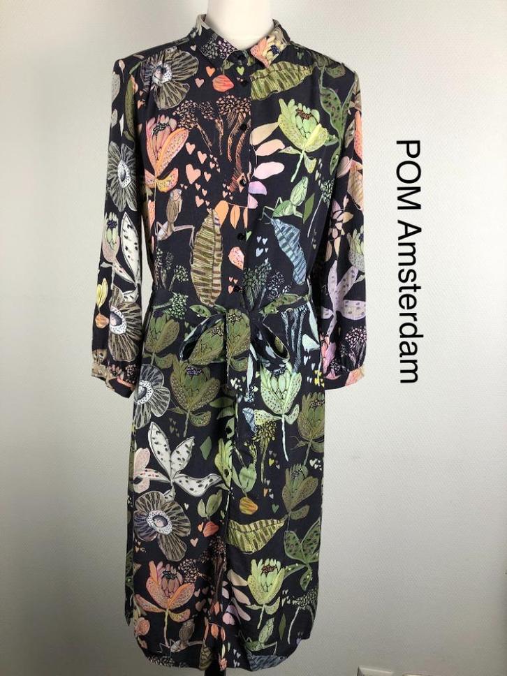 POM Amsterdam Jurk  (mt: 40) UR/8650, Kleding | Dames, Jurken, Zo goed als nieuw, Maat 38/40 (M), Blauw, Onder de knie, Ophalen of Verzenden