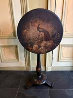 Antiek Frans tilt top Klaptafeltje - 19e Eeuw met pauwen, Antiek en Kunst, Antiek | Meubels | Tafels, Ophalen of Verzenden