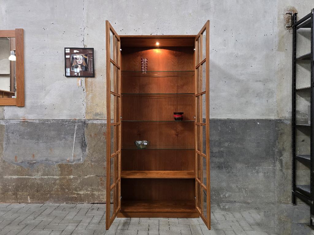 Vintage Jaren 80 Design Vitrine Kast | Teak Wandmeubel 2, 200 cm of meer, Teakhout, 25 tot 50 cm, Mid Century Deens Design Vintage Retro Scandinavisch