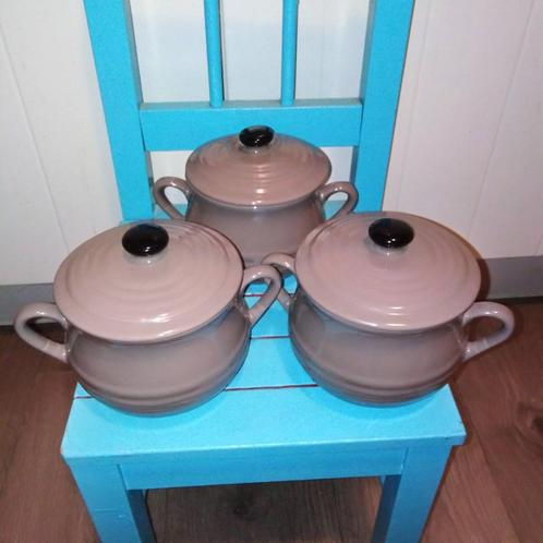 Mini pannetjes 4 stuks van aardewerk, Huis en Inrichting, Keuken | Keukenbenodigdheden, Gebruikt, Ophalen