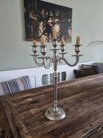 Zilverkleurige 5 armige kandelaar dinerkaarsen diner, Huis en Inrichting, Woonaccessoires | Kandelaars en Kaarsen, Overige kleuren