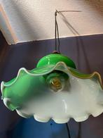 Groene Melkglas Hanglamp Vintage, Huis en Inrichting, Lampen | Hanglampen, Ophalen of Verzenden, Gebruikt, Glas, Minder dan 50 cm
