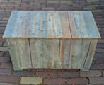 Brocante houten kist, speelgoedkist, bijzettafeltje, grijs, Ophalen