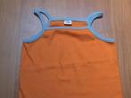 Oranje met lichtblauwe afgezet top maat 134 / 140, Ophalen of Verzenden, Gebruikt, Meisje, Shirt of Longsleeve