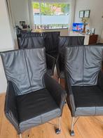 6 Chaplin zwarte leren stoelen, Huis en Inrichting, Fauteuils, Ophalen, Zo goed als nieuw, 50 tot 75 cm