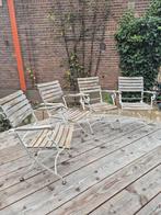 4 Brocante Bistro ijzeren Houten Tuinstoelen - Inklapbaar, Tuin en Terras, Ophalen, Gebruikt, Hout, Inklapbaar