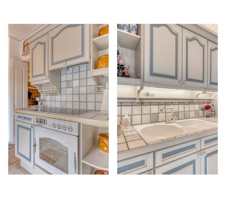 Charmante Keuken - Hoekkeuken in Crème, Huis en Inrichting, Keuken | Complete keukens, Gebruikt, Hoekkeuken, Crème, Kunststof