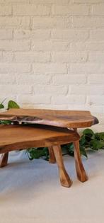 Vintage set nesting tables / mimiset boomstamtafeltjes, Huis en Inrichting, Tafels | Bijzettafels, Minder dan 45 cm, Minder dan 55 cm