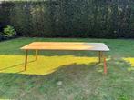 Massief eiken eettafel, 100 tot 150 cm, 200 cm of meer, Ophalen of Verzenden, Zo goed als nieuw