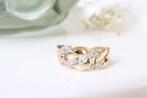 14 Karaat Gouden Schakel Ring Met Diamanten, Ophalen of Verzenden, Met edelsteen, Dame, Goud