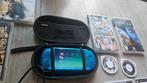 Sony PSP Spelcomputer, Blauw, Ophalen of Verzenden, Zo goed als nieuw, Met games