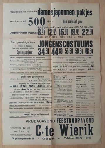 C. te Wierik Goor oude aankondiging 55 x 38 cm beschikbaar voor biedingen