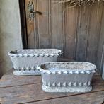 1x Brocante Franse ovale gietijzeren vaas jardinière *Etage3, Gebruikt, ., Ophalen of Verzenden, .