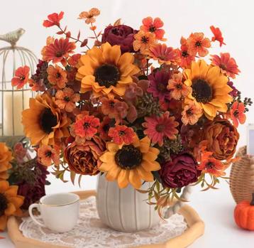 Vol Herfst Boeket / Kunstbloemen Zonnebloem & andere 31cm beschikbaar voor biedingen