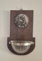 Wijwaterbakje vintage hout/glas/verzilverd, Antiek en Kunst, Ophalen