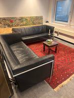 2 Harvink Vintage Banken - Zwart Leer, Chrome Frame, Huis en Inrichting, Banken | Bankstellen, Ophalen, Gebruikt, Rechte bank