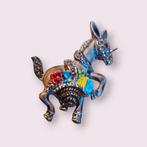 Vintage broche met emaille en markasiet Ezeltje, Ophalen of Verzenden, Overige materialen, Broche
