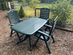 Nette groene hartman stoelen en tafel, Tuin en Terras, Ophalen, Zo goed als nieuw